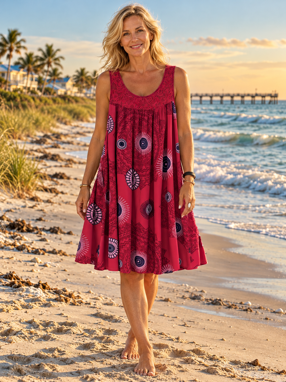 Marisol | Mandala Lace-Trim Swing Dress