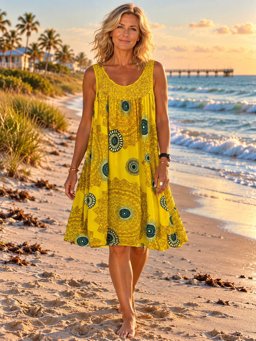 Marisol | Mandala Lace-Trim Swing Dress