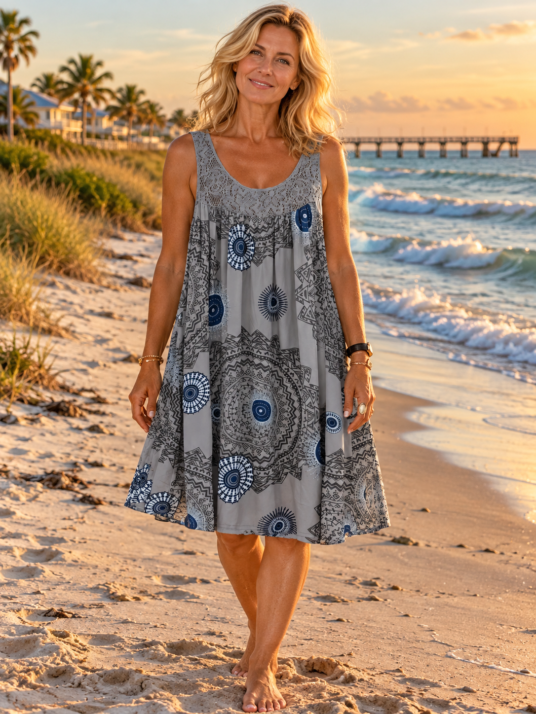 Marisol | Mandala Lace-Trim Swing Dress