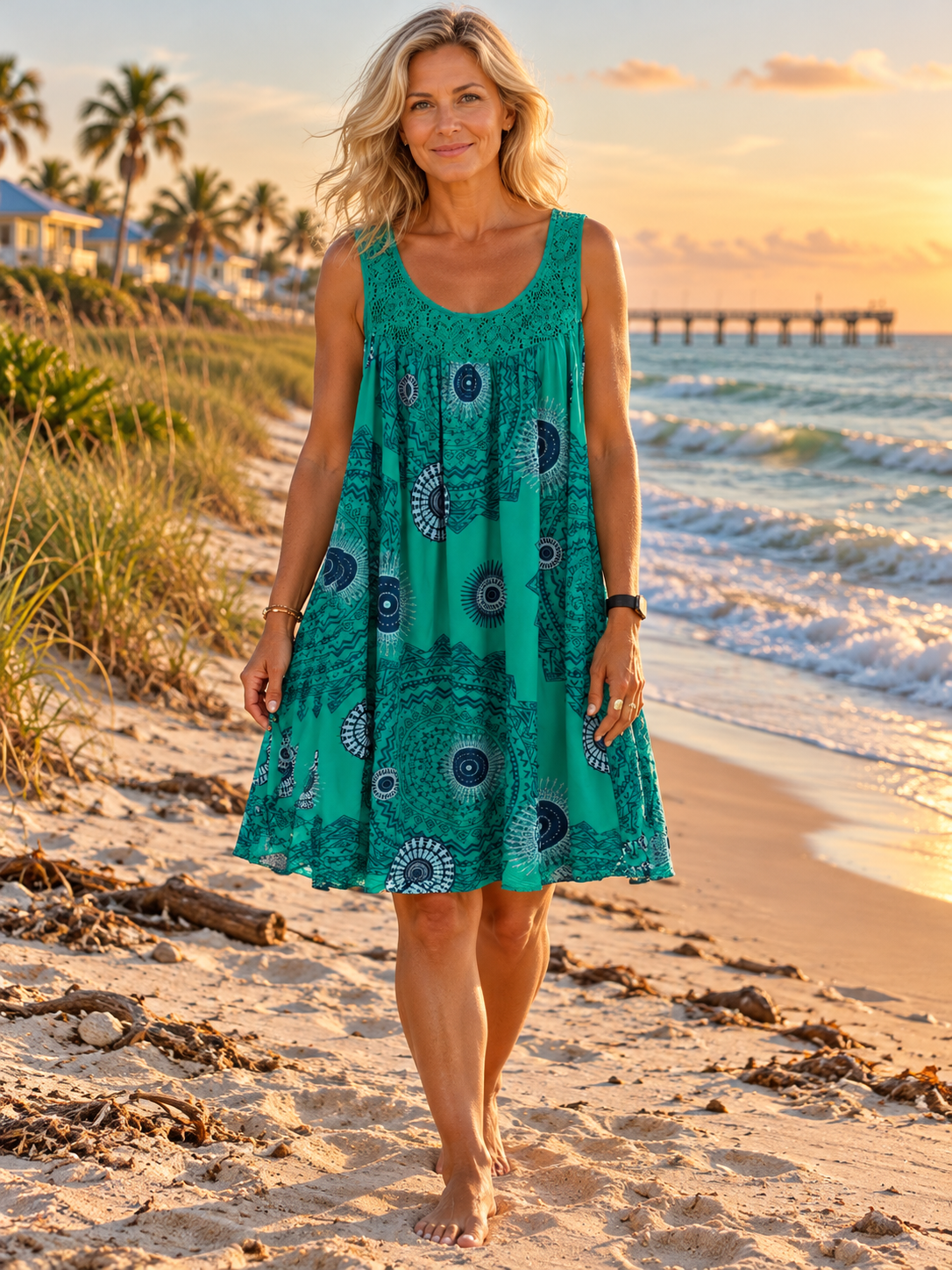 Marisol | Mandala Lace-Trim Swing Dress