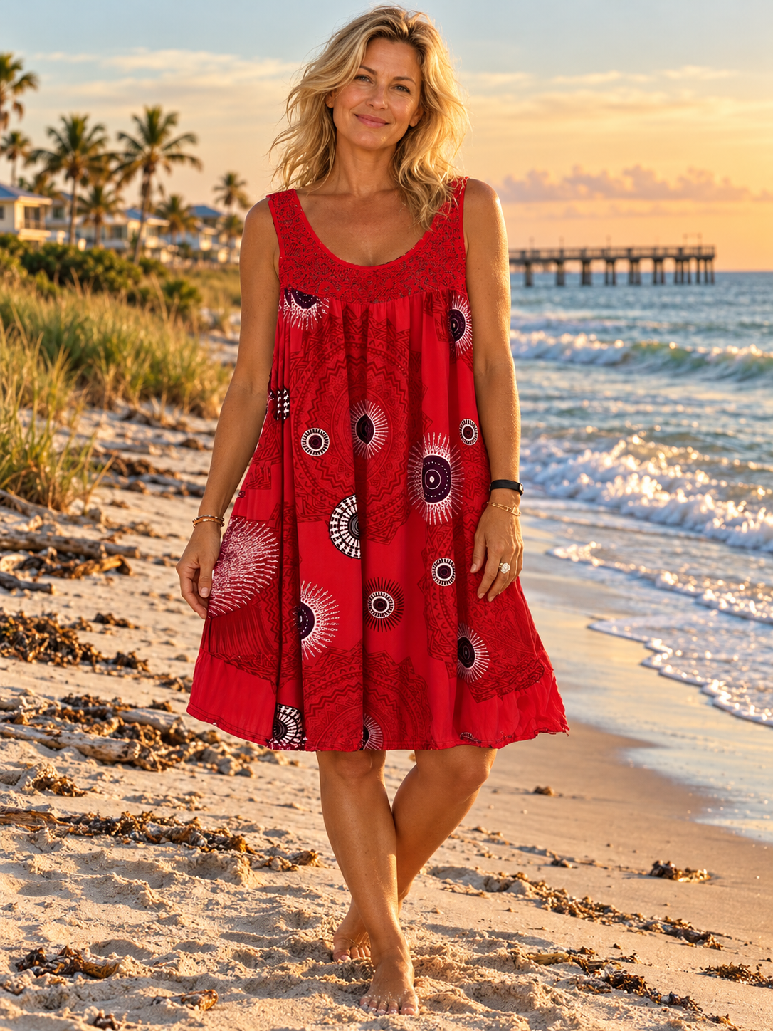 Marisol | Mandala Lace-Trim Swing Dress