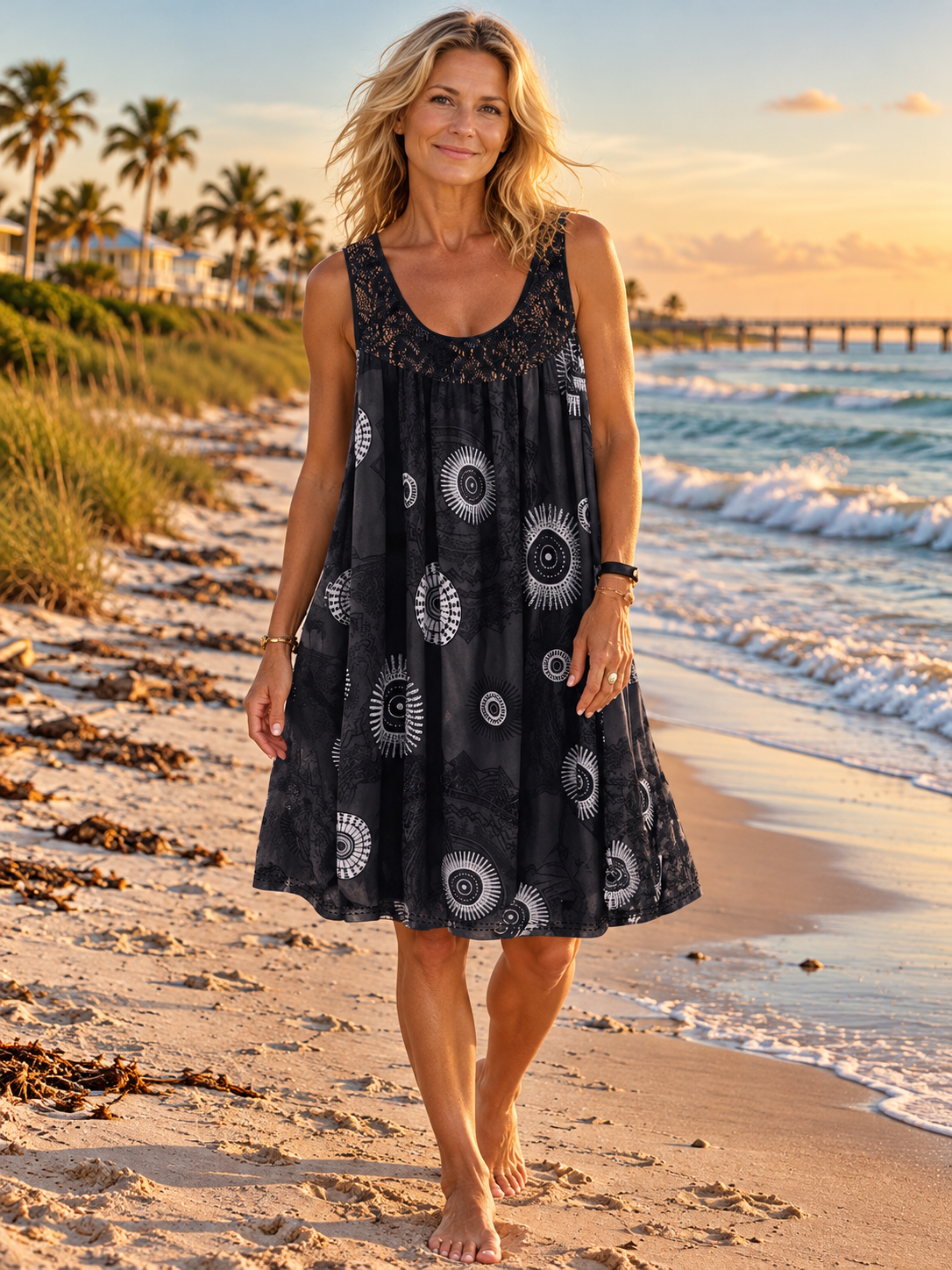 Marisol | Mandala Lace-Trim Swing Dress