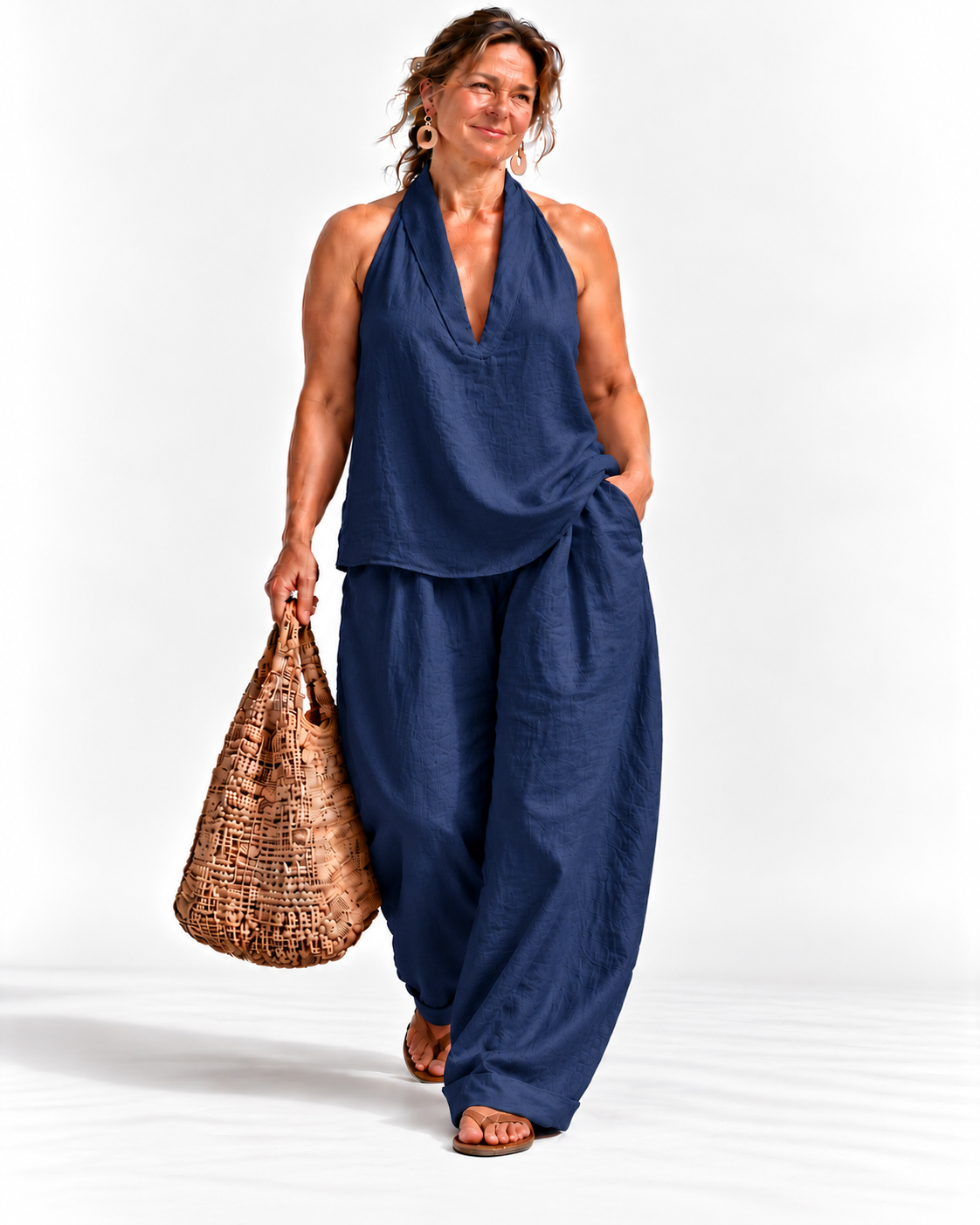 Riviera | Halter Neck Top & Wide-Leg Pant Set