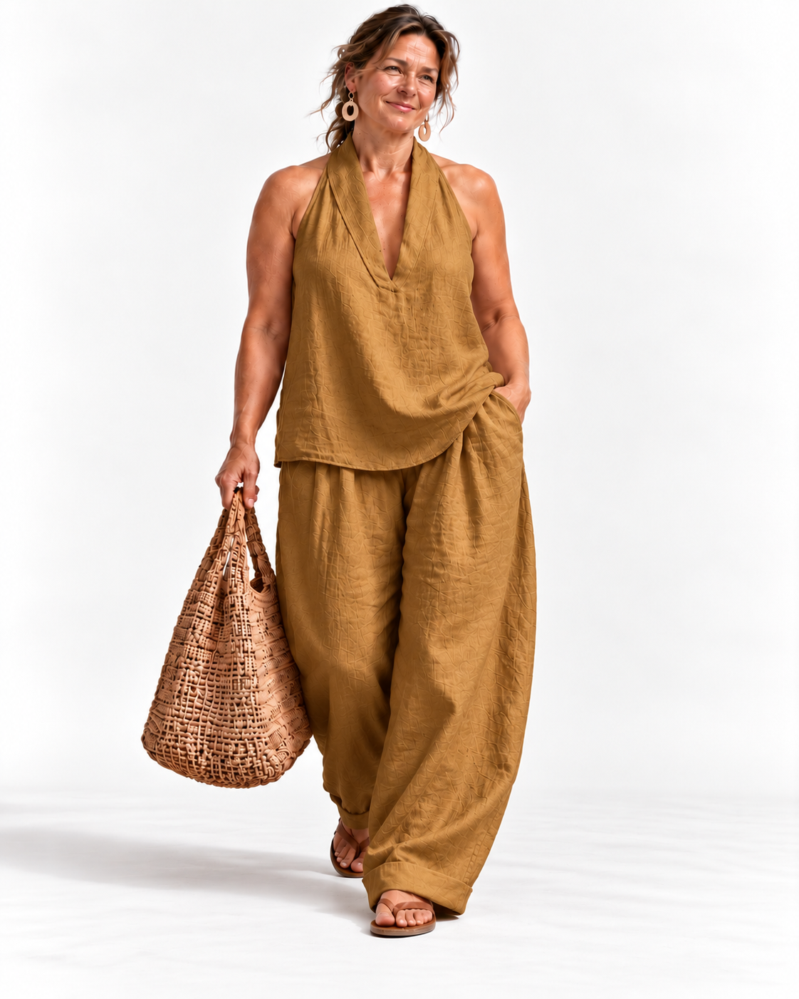 Riviera | Halter Neck Top & Wide-Leg Pant Set