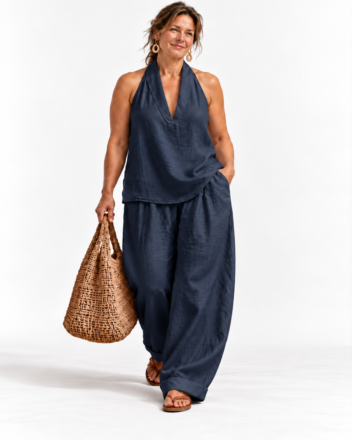 Riviera | Halter Neck Top & Wide-Leg Pant Set