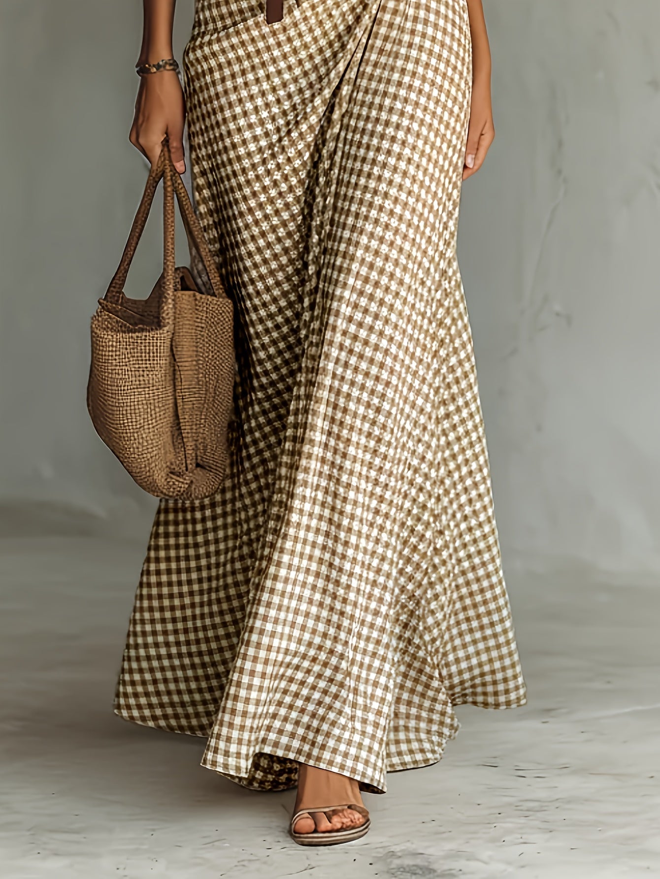 Alannah | Elegant Checkered Lapel Button Long Sleeve Dress