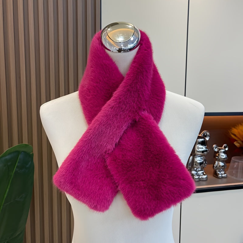 Women’s Faux Fur Winter Scarf, Warm Thick Fox-Style Scarf