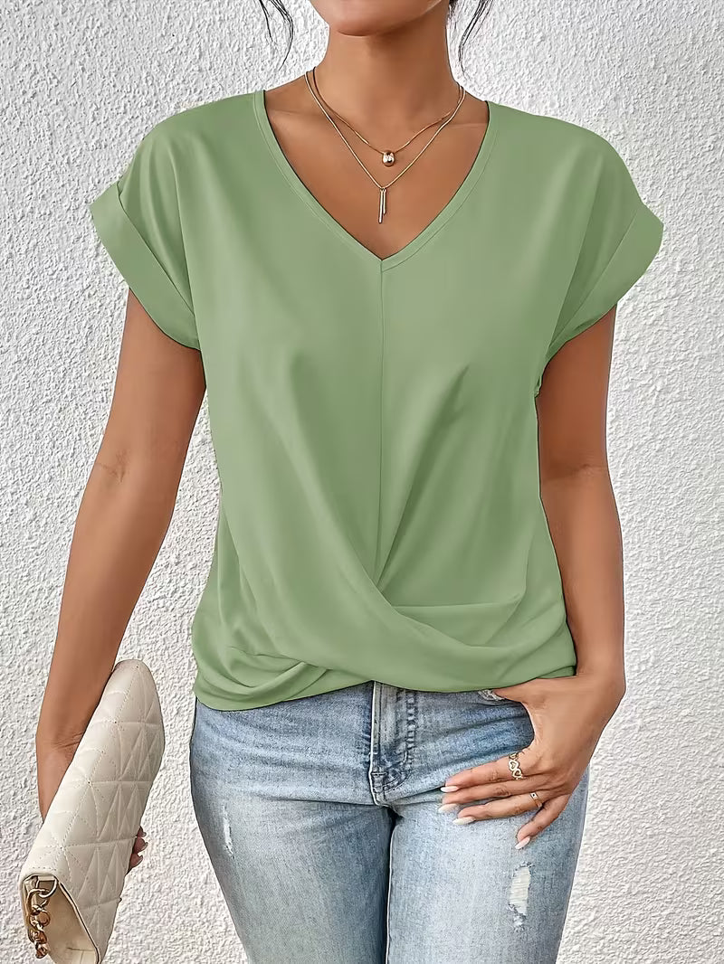 Saskia | Twist-Hem V-Neck Tee