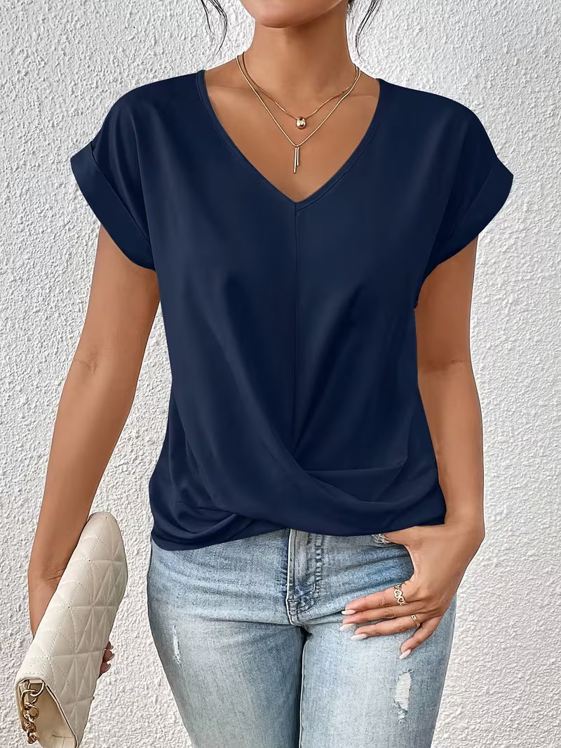 Saskia | Twist-Hem V-Neck Tee