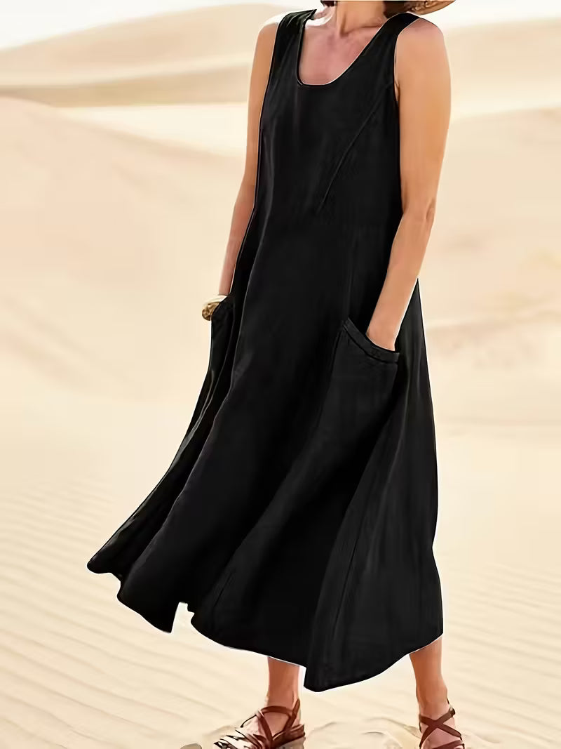 Marlowe | Cotton A-Line Midi Dress with Pockets