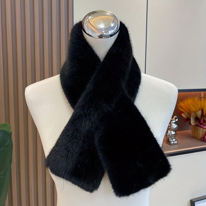 Women’s Faux Fur Winter Scarf, Warm Thick Fox-Style Scarf