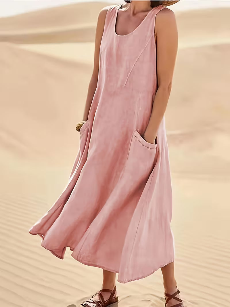 Marlowe | Cotton A-Line Midi Dress with Pockets