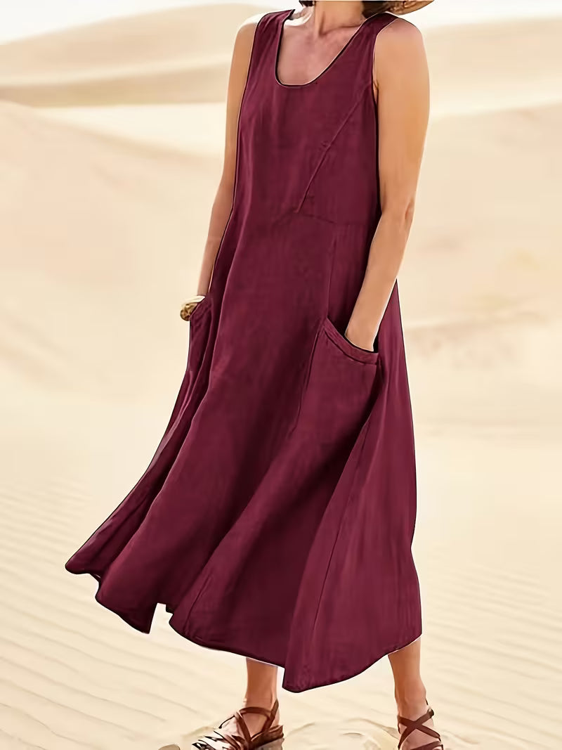 Marlowe | Cotton A-Line Midi Dress with Pockets