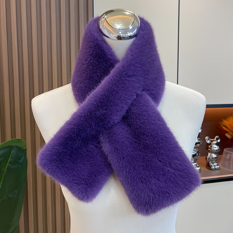 Women’s Faux Fur Winter Scarf, Warm Thick Fox-Style Scarf