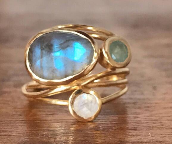 Fern | Vintage Inset Blue Moonstone Ring
