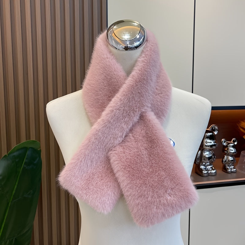 Women’s Faux Fur Winter Scarf, Warm Thick Fox-Style Scarf