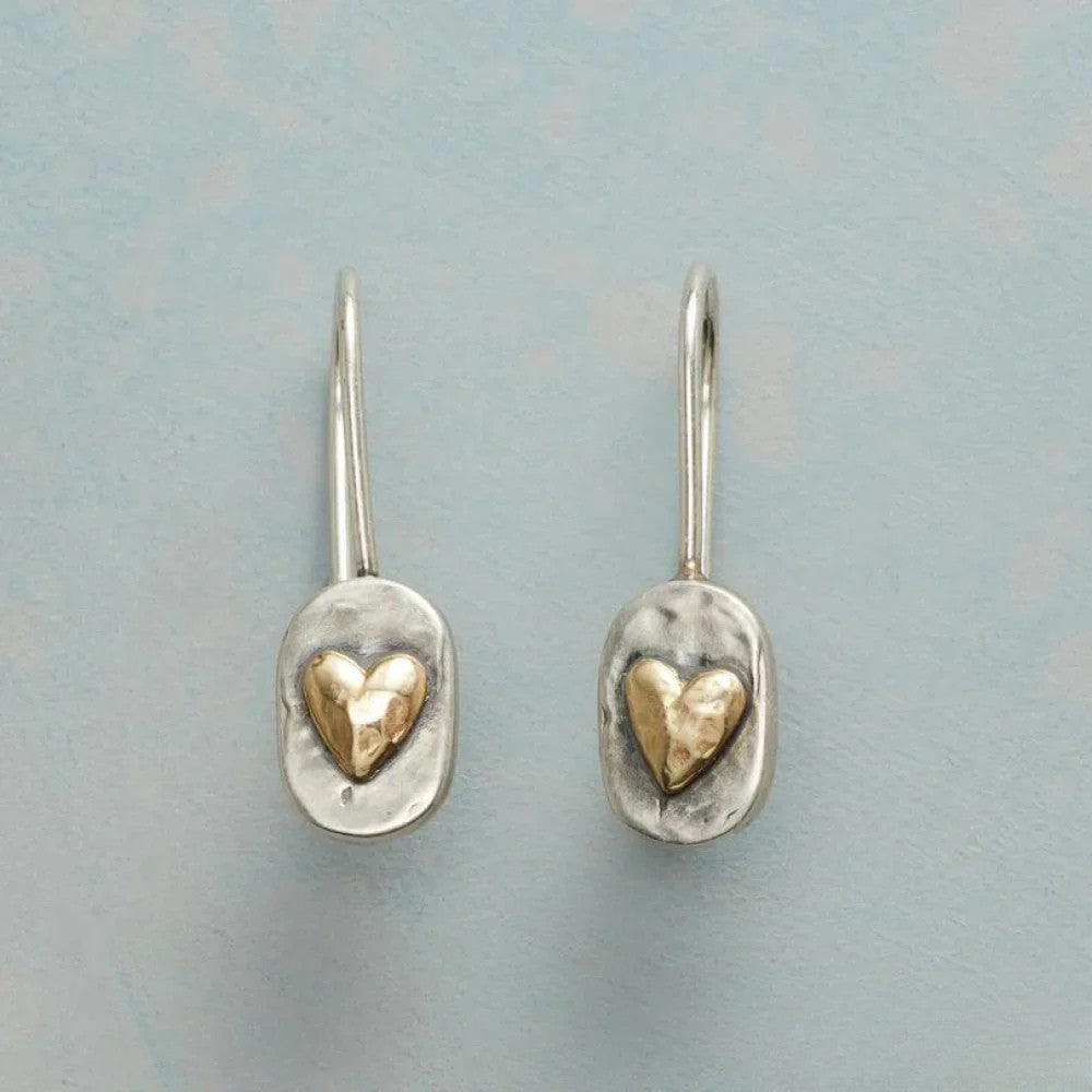 Xena | Vintage Silver Earrings with Golden Heart