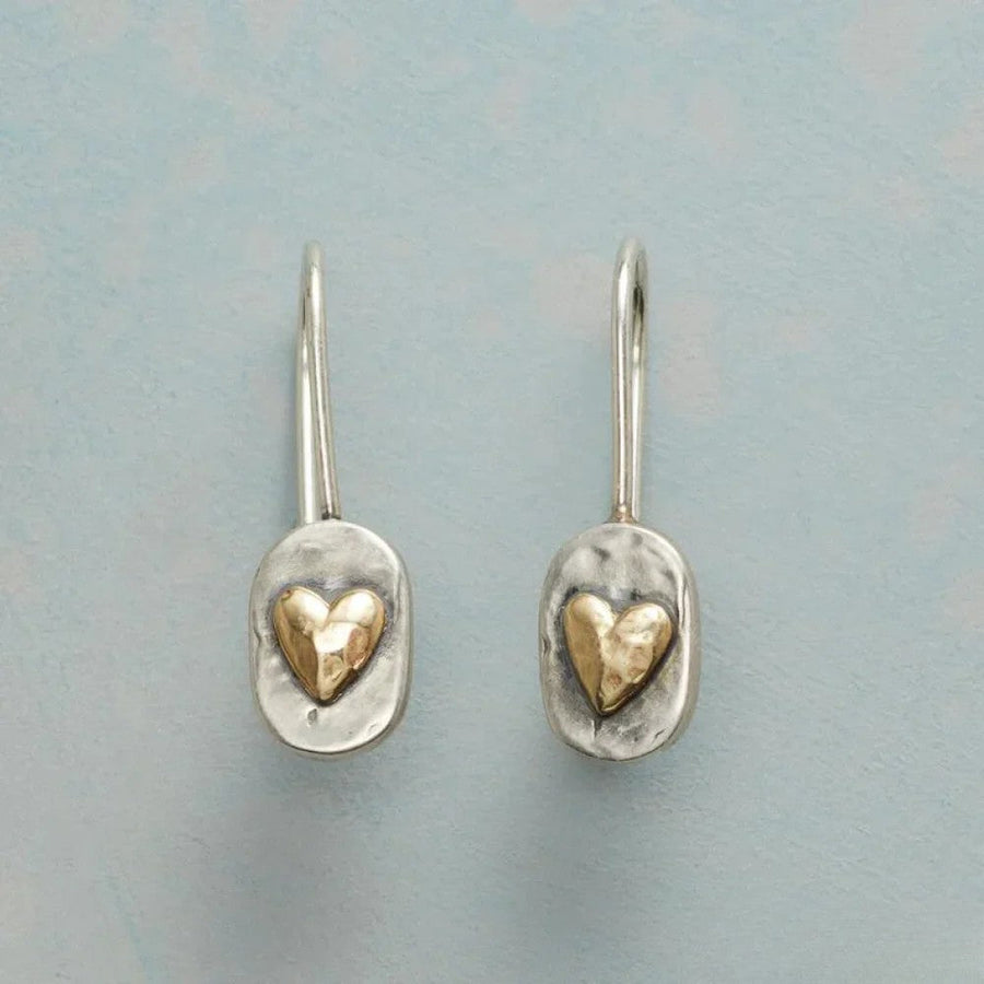 Xena | Vintage Silver Earrings with Golden Heart