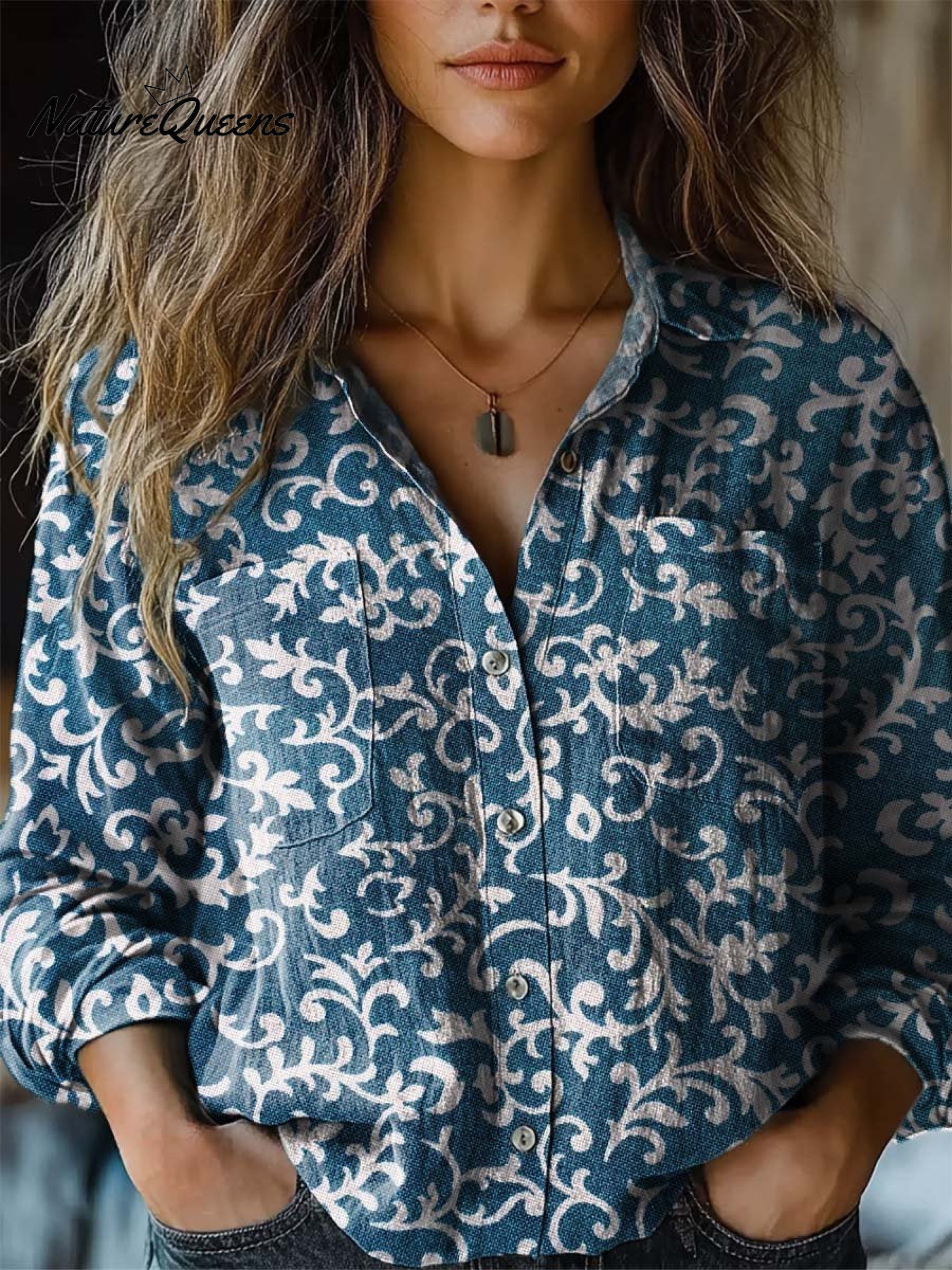 Juniper | Blue Floral Cotton Top