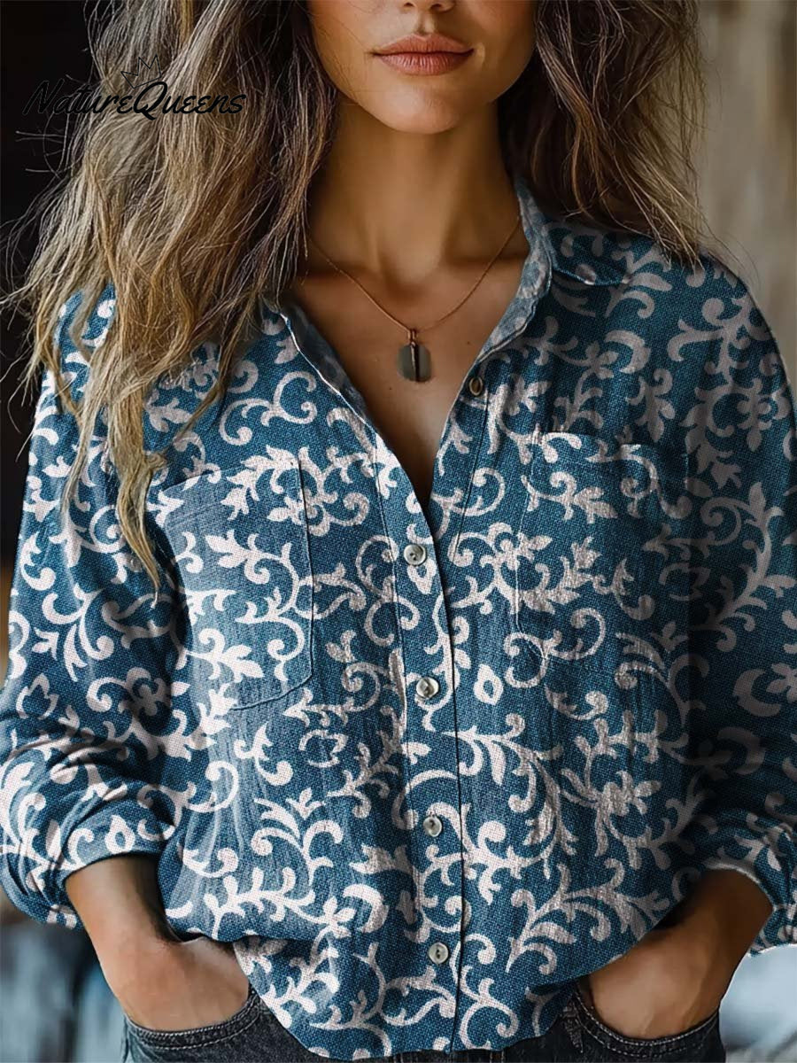Juniper | Blue Floral Cotton Top